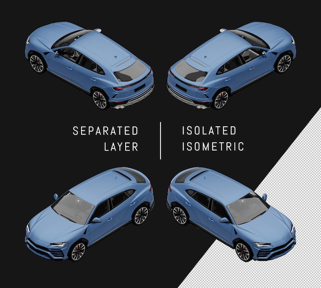 PSD isoliertes blaues sport-elegantes suv-isometrisches auto-set