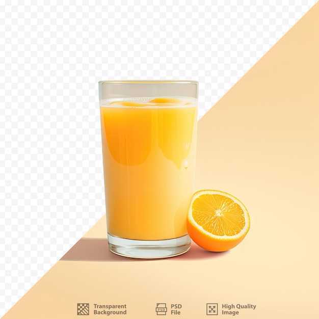 PSD isoliertes glas orangensaft auf transparentem hintergrund