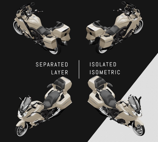 Isoliertes graues großes isometrisches motorrad-set