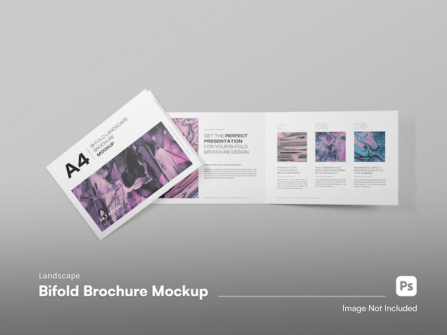 Isoliertes mockup einer bifold-a4-broschüre im querformat