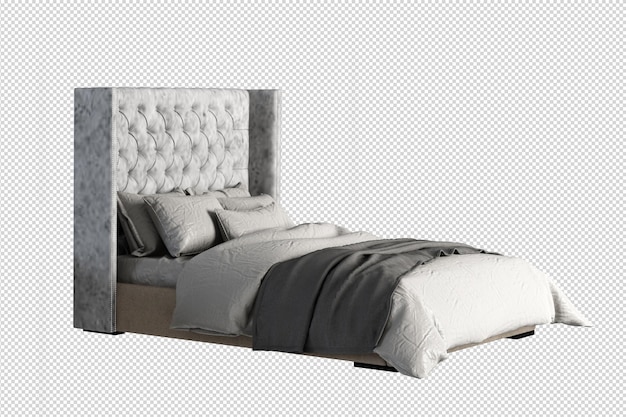 Isoliertes modernes Bett in 3D-Rendering