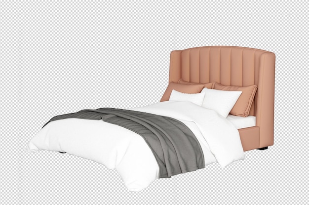 Isoliertes modernes Bett in 3D-Rendering