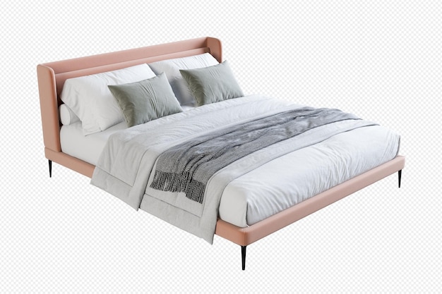 Isoliertes modernes Bett in 3D-Rendering
