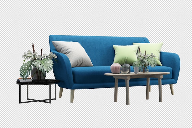 Isoliertes modernes Sofa in 3D-Rendering
