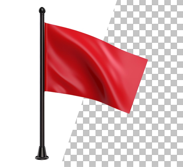 PSD isoliertes objekt mit roter fahne mit durchsichtigem hintergrund