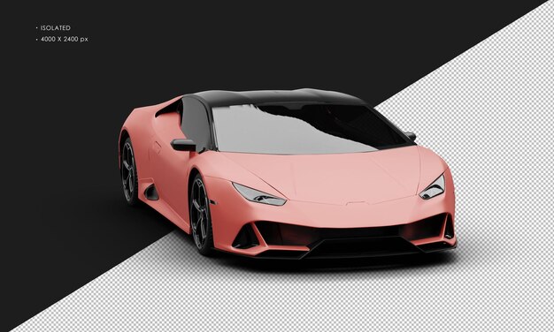 Isoliertes realistisches matte rotes Luxus-Hyper-Sportwagen aus der rechten Vorderseite