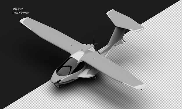 PSD isoliertes realistisches mattgraues amphibisches leichtes sportflugzeugflugzeug von der oberen linken vorderansicht
