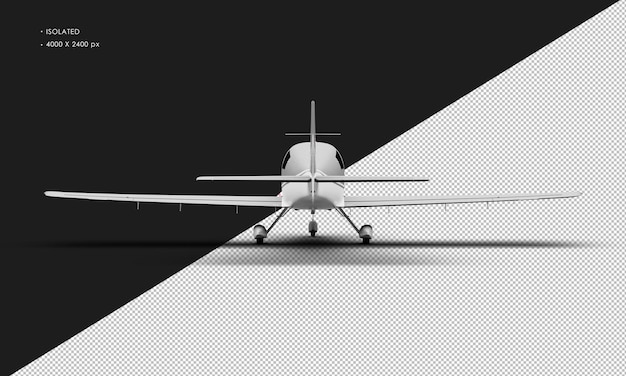 Isoliertes realistisches mattgraues einmotoriges Propeller-Low-Wing-Leichtflugzeug aus der Rückansicht