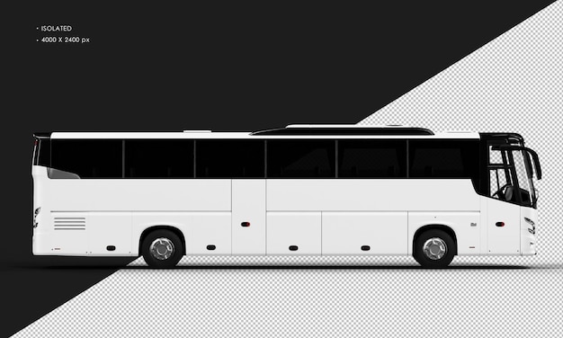 PSD isoliertes realistisches mattweißes stadtbusauto von der rechten seitenansicht