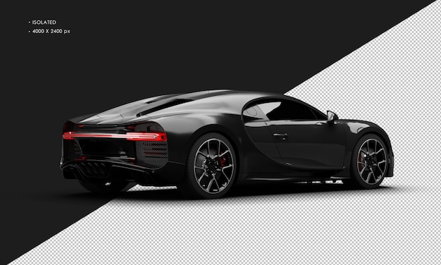 PSD isoliertes, realistisches, metallisches, schwarzes luxus-sportlimousinen-superauto aus der rechten rückansicht