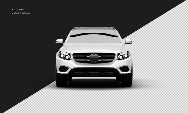 Isoliertes realistisches Metallweiß Exklusives modernes Stadt-Luxus-Suv-Fahrzeug von vorne