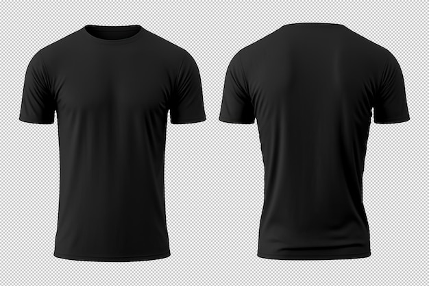 Isoliertes schwarzes T-Shirt vorne und hinten