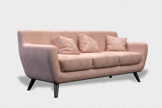 Isoliertes sofa in 3d-rendering