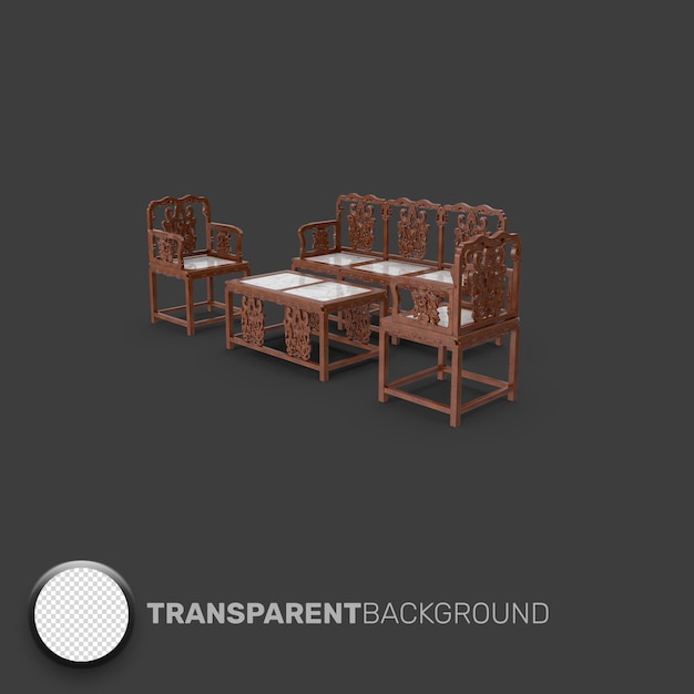 PSD isoliertes transparentes 3d-möbelobjekt ohne hintergrund