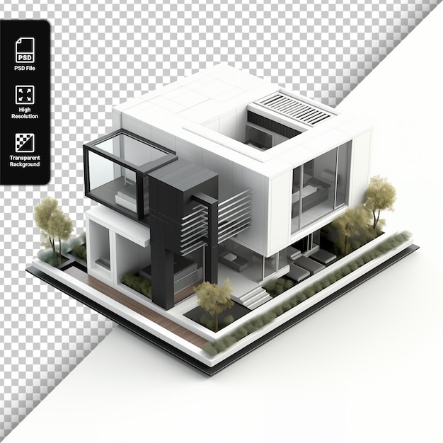 Isometría 3D Casa moderna aislada sobre un fondo transparente
