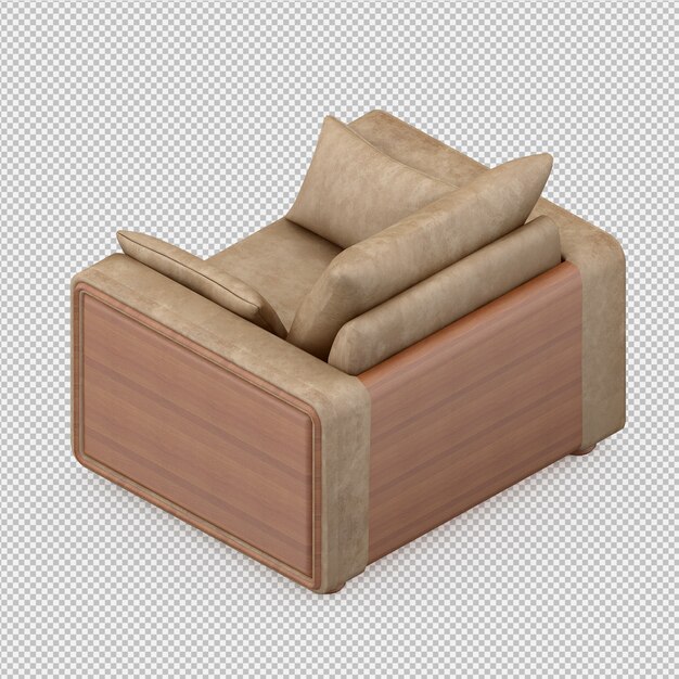 isometric armchair 3d rendering