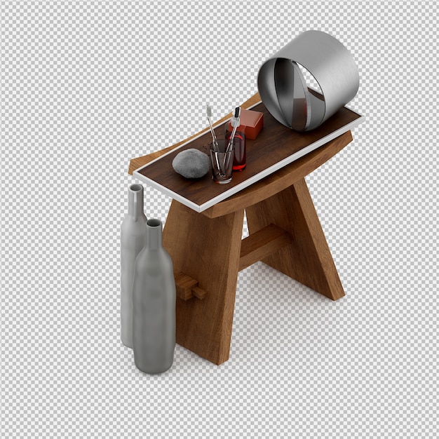 Isometric bathroom accessories 3d isolated renderização