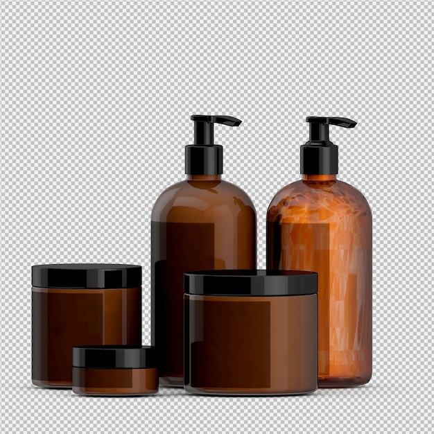 PSD isometric bathroom accessories 3d isolated renderização