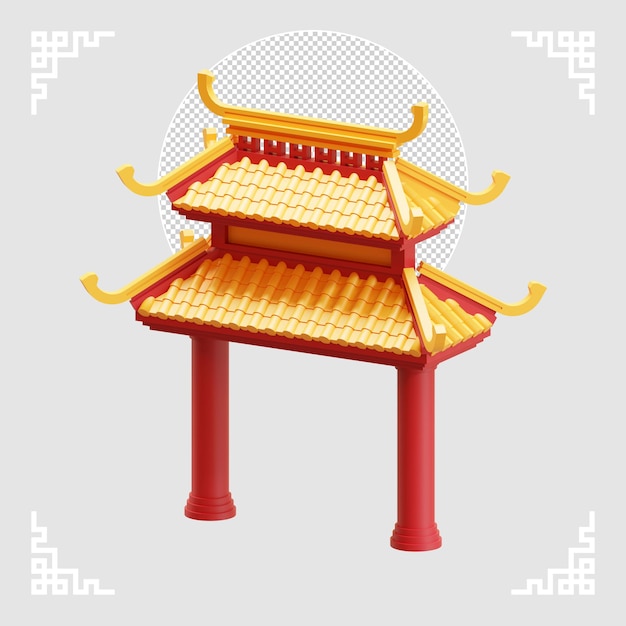 Isometric Chinatown Gate 01