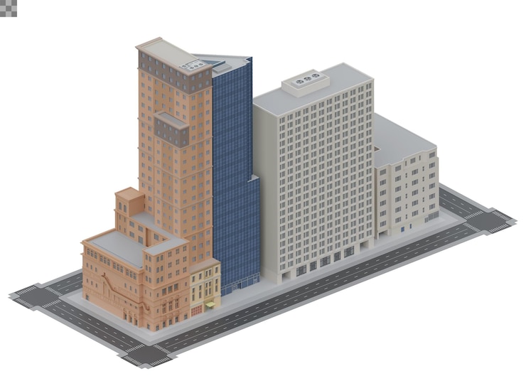 PSD isometric city block