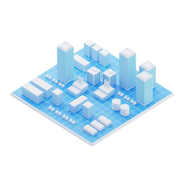 Isometric futuristic modern cityscape 3d illustration of modern cityscape