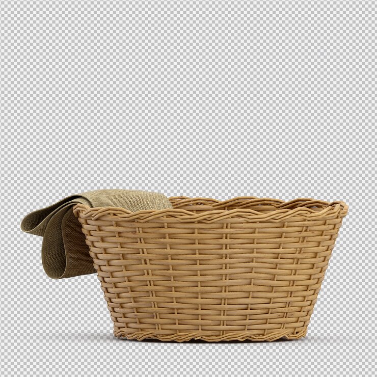 Isometric Picnic basket isolated 3D render