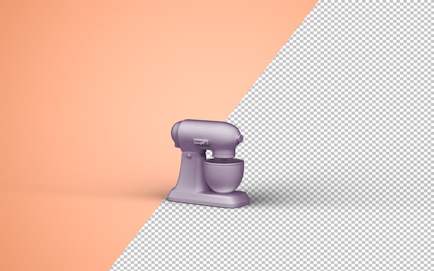 Isometric purple mixer 3d Icon in flat color cream room, toylike cute miniature household objects, 3d rendering, household furniture