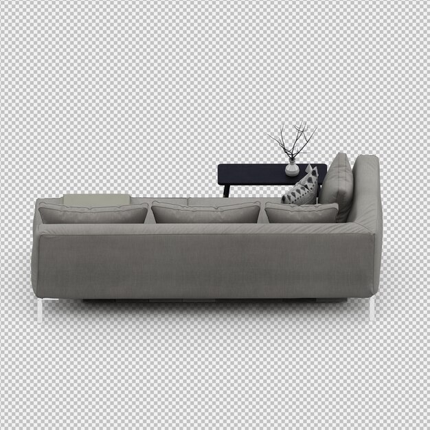 Isometric sofa 3d isolated render