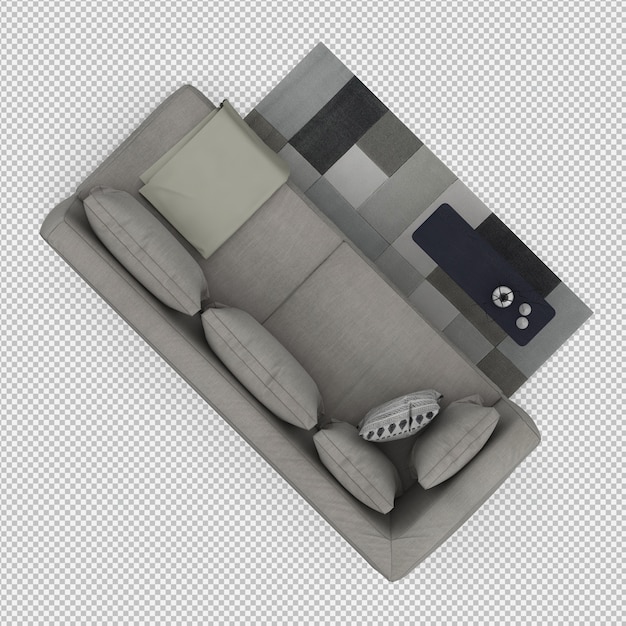 PSD isometric sofa 3d isolated render