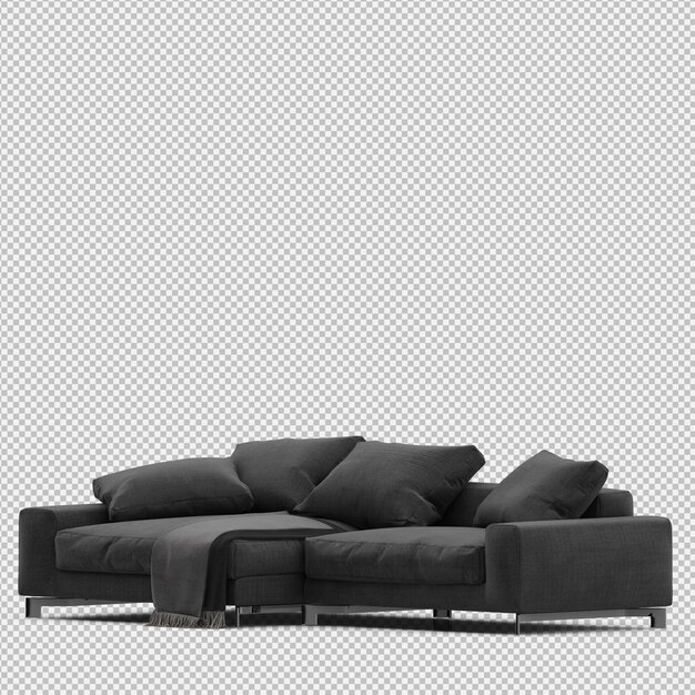 Isometric sofa 3d isolated render