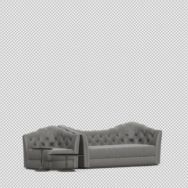 Isometric sofa 3d isolated render