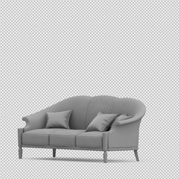 Isometric sofa 3d isolated render