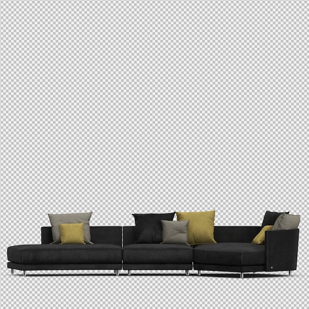 Isometric sofa 3d isolated render