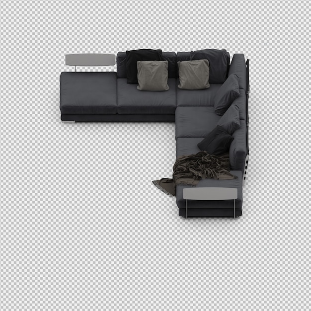 Isometric sofa 3d isolated render