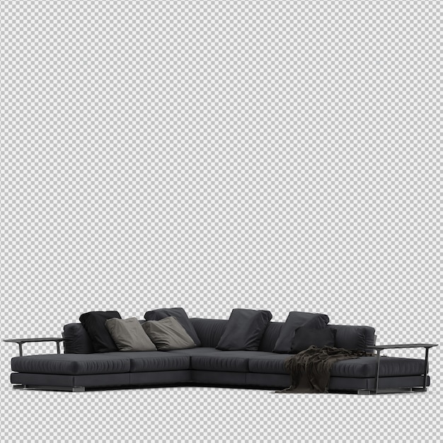 Isometric sofa 3d isolated render