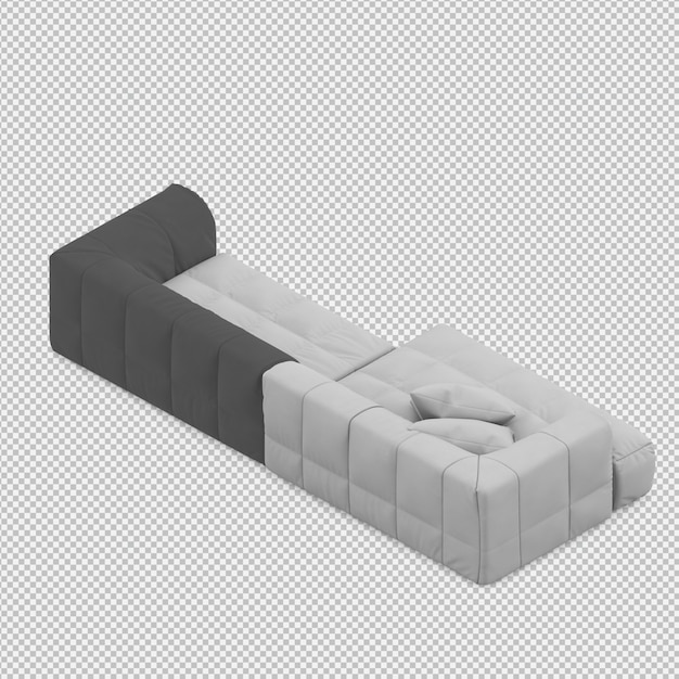 Isometric sofa 3d isolated render