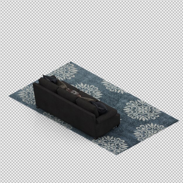 Isometric sofa 3d isolated render