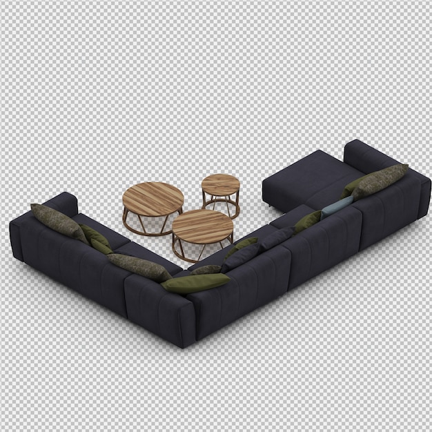 PSD isometric sofa 3d isolated render