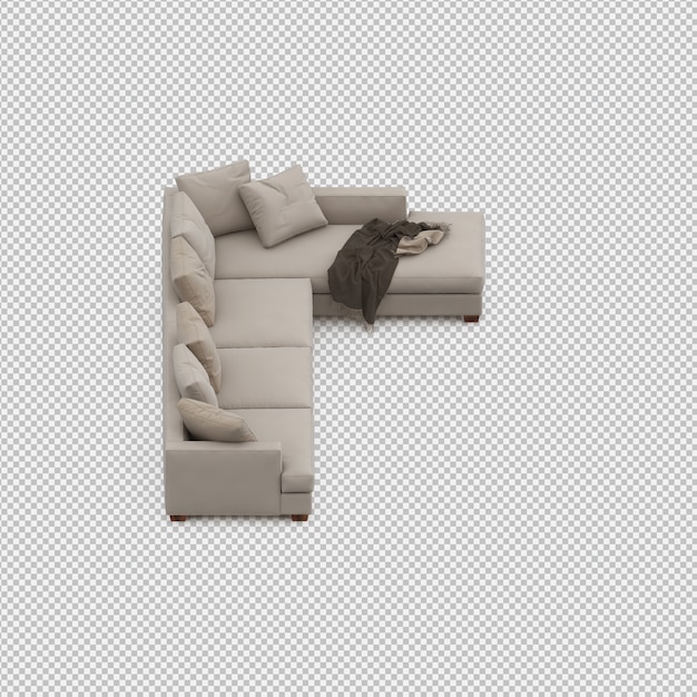 Isometric sofa 3d isolated render