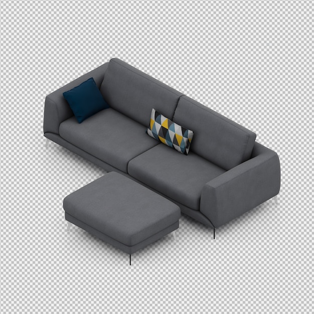 Isometric sofa 3d isolated render