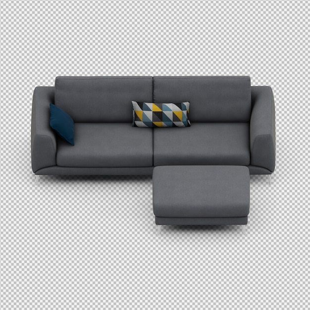 Isometric sofa 3d isolated render