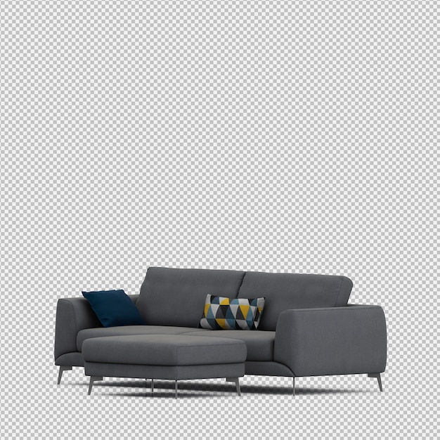 Isometric sofa 3d isolated render