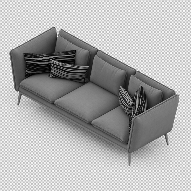 Isometric sofa 3d isolated render