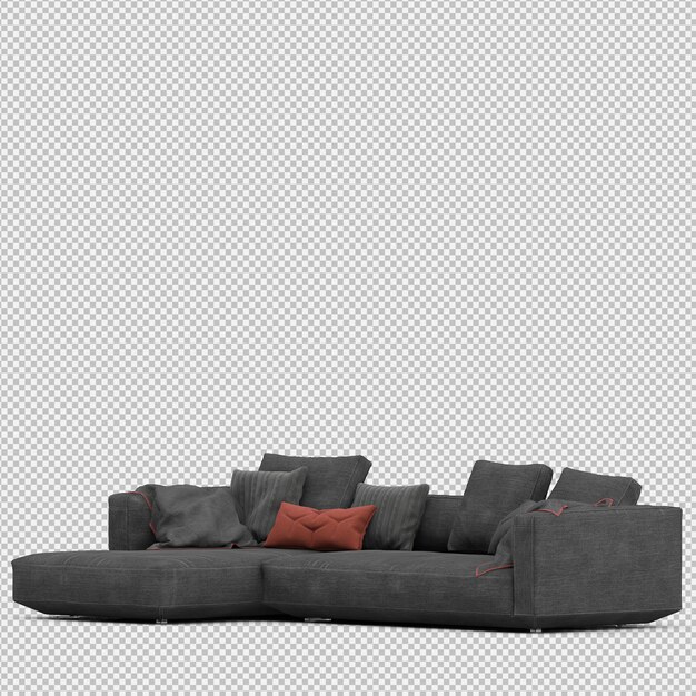 Isometric sofa 3d isolated render