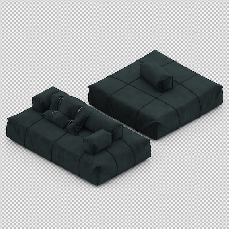PSD isometric sofa 3d isolated render
