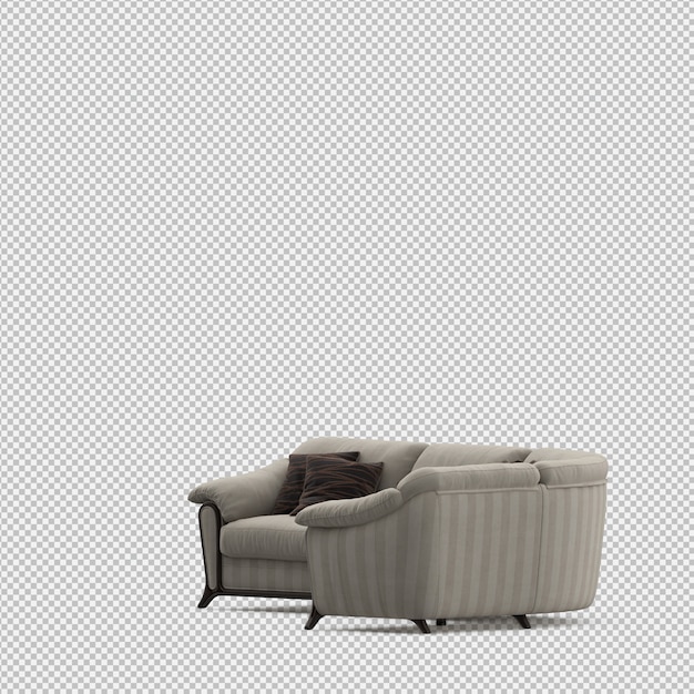 Isometric sofa 3d isolated render