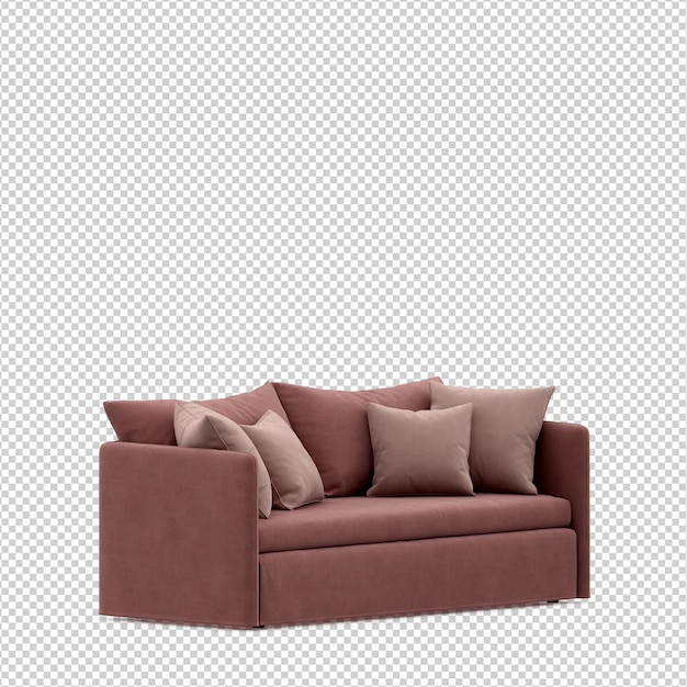 isometric sofa 3d render isolated