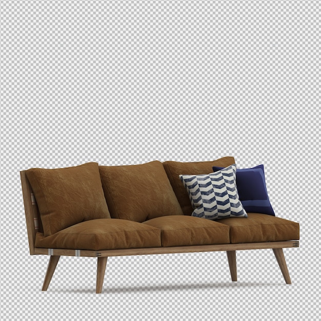 PSD isometric sofa 3d rendu isolé