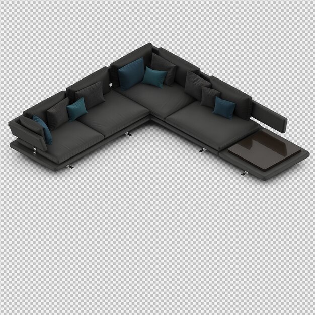 PSD isometric sofa 3d rendu isolé