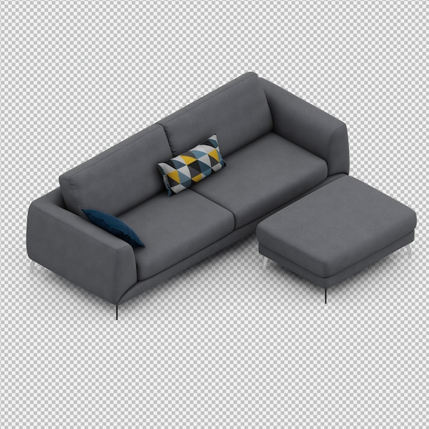 Isometric Sofa 3d Rendu Isolé